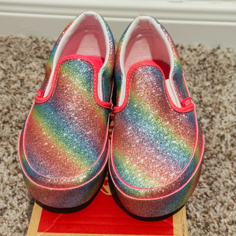 Vans Kids Sparkly Rainbow Slip-On Sneakers